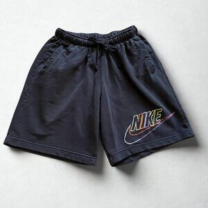 Nike Men’s Black Fleece Athletic Shorts - Size Medium - Multi-Color Logo